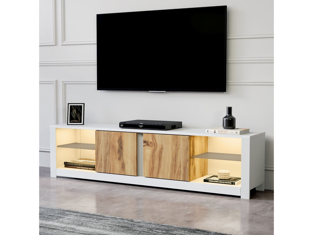 Soporte de TV de madera "Aydos" 180 x 35 x 45 cm - Blanco