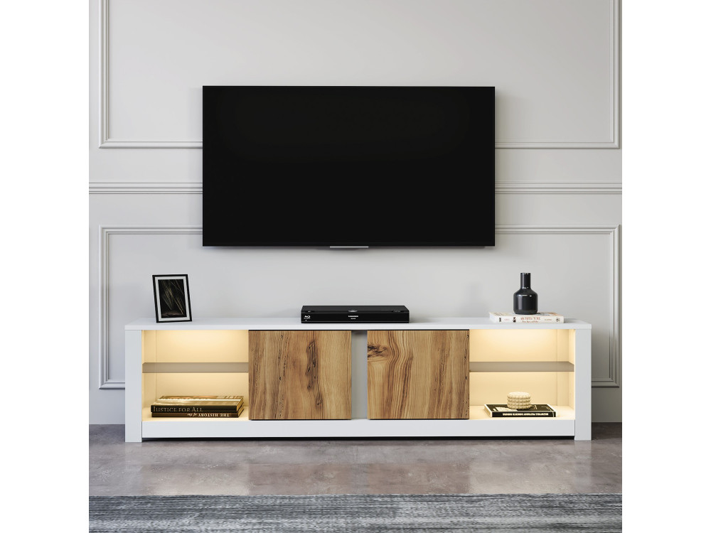 Soporte de TV de madera "Aydos" 180 x 35 x 45 cm - Blanco