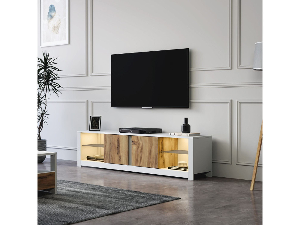 Soporte de TV de madera "Aydos" 180 x 35 x 45 cm - Blanco