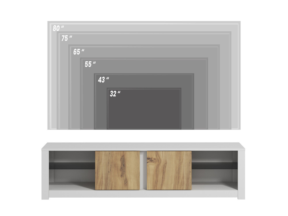 Soporte de TV de madera "Aydos" 180 x 35 x 45 cm - Blanco