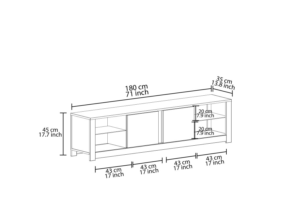 Soporte de TV de madera "Aydos" 180 x 35 x 45 cm - Blanco