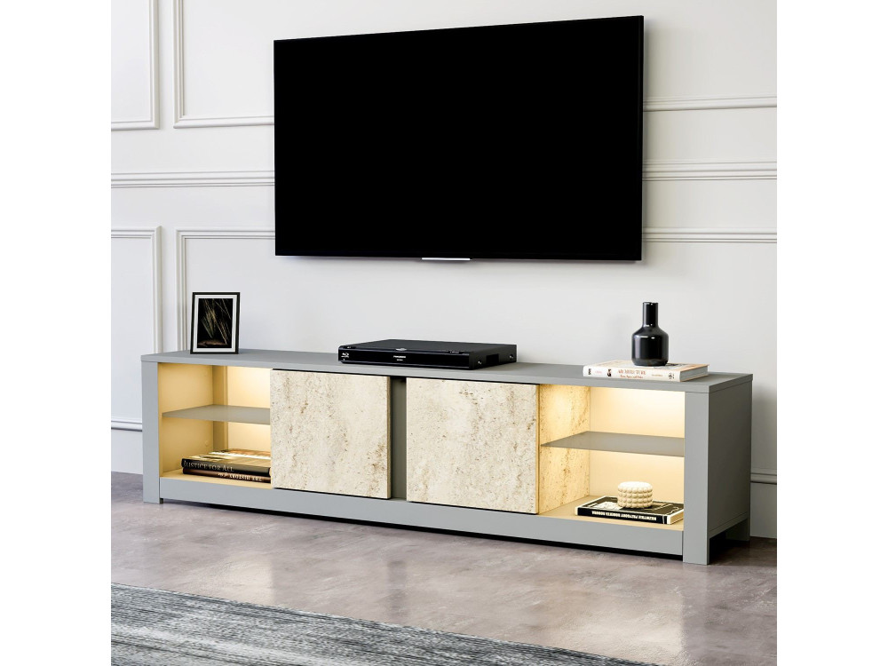 Soporte de TV de madera "Aydos" 180 x 35 x 45 cm - Gris