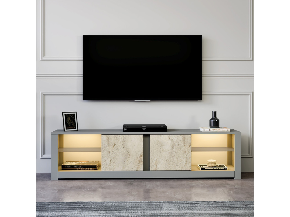 Soporte de TV de madera "Aydos" 180 x 35 x 45 cm - Gris