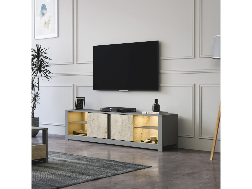 Soporte de TV de madera "Aydos" 180 x 35 x 45 cm - Gris