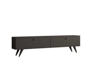 Mueble TV de madera "Parlak" - 160 x 25 x 40 cm - Gris antracita