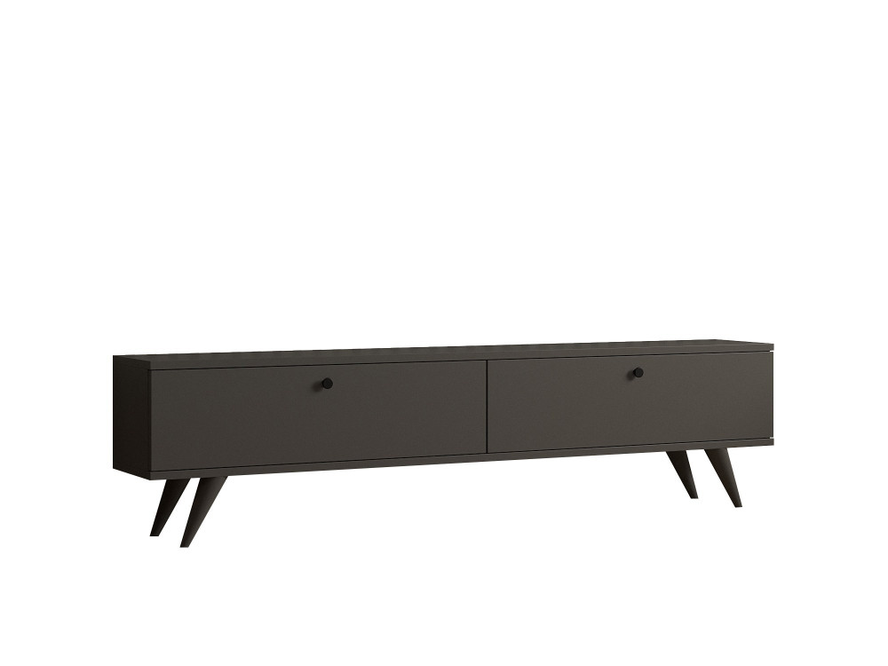 Mueble TV de madera "Parlak" - 160 x 25 x 40 cm - Gris antracita