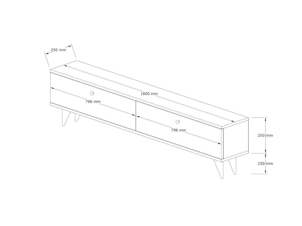 Mueble TV de madera "Parlak" - 160 x 25 x 40 cm - Gris antracita