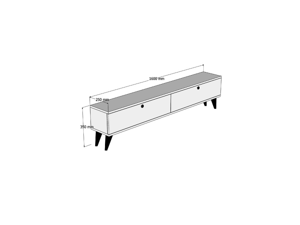 Soporte de TV de madera "Parlak" - 160 x 25 x 40 cm - Blanco
