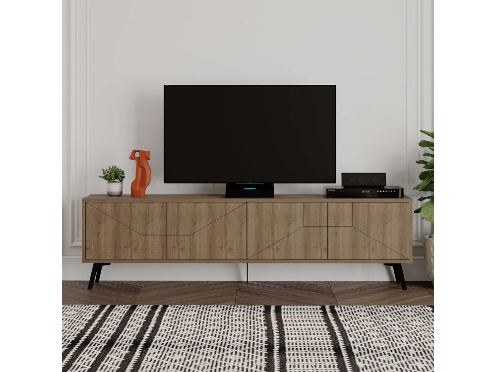 Soporte de TV de madera "Dune" - 180 x 29 x 50 cm - Marrón