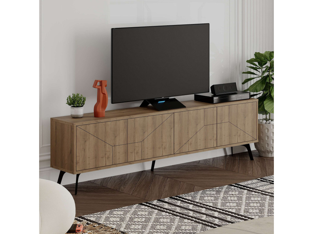 Soporte de TV de madera "Dune" - 180 x 29 x 50 cm - Marrón