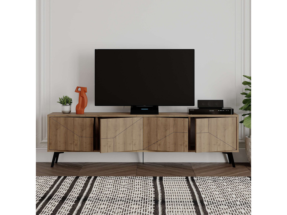 Soporte de TV de madera "Dune" - 180 x 29 x 50 cm - Marrón