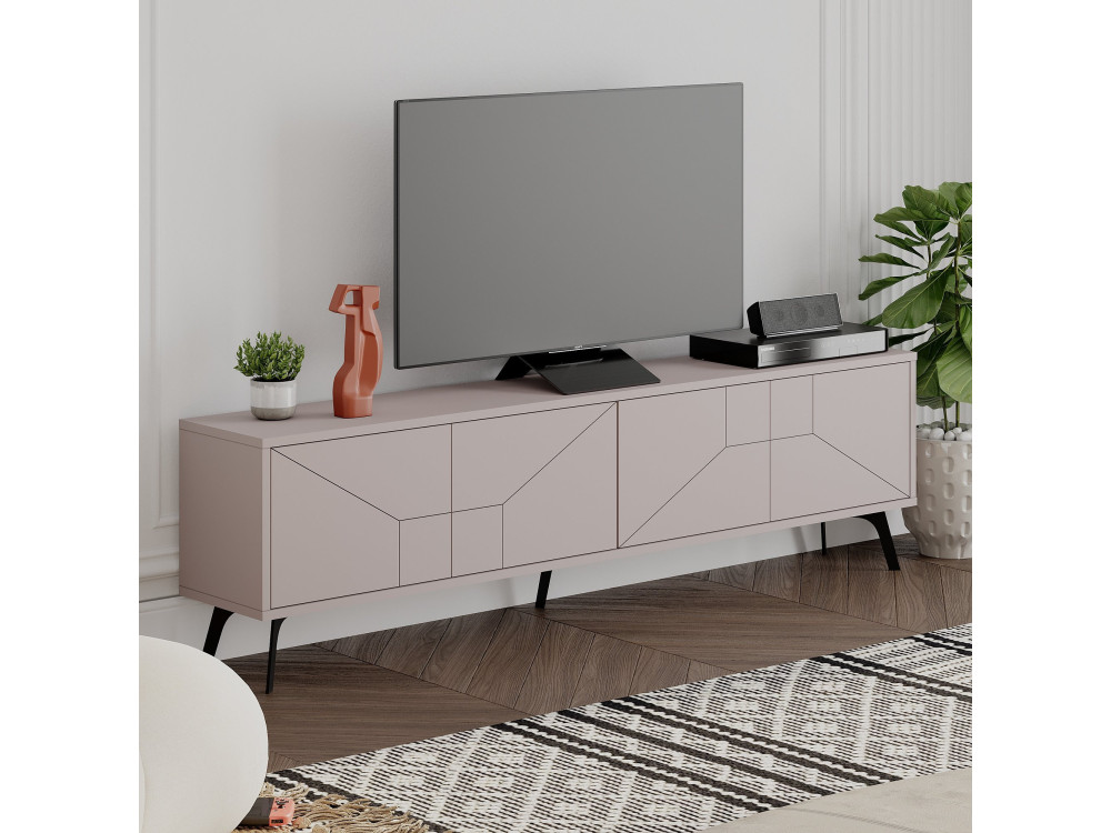 Soporte de TV de madera "Dune" - 180 x 29 x 50 cm - Marrón moca claro