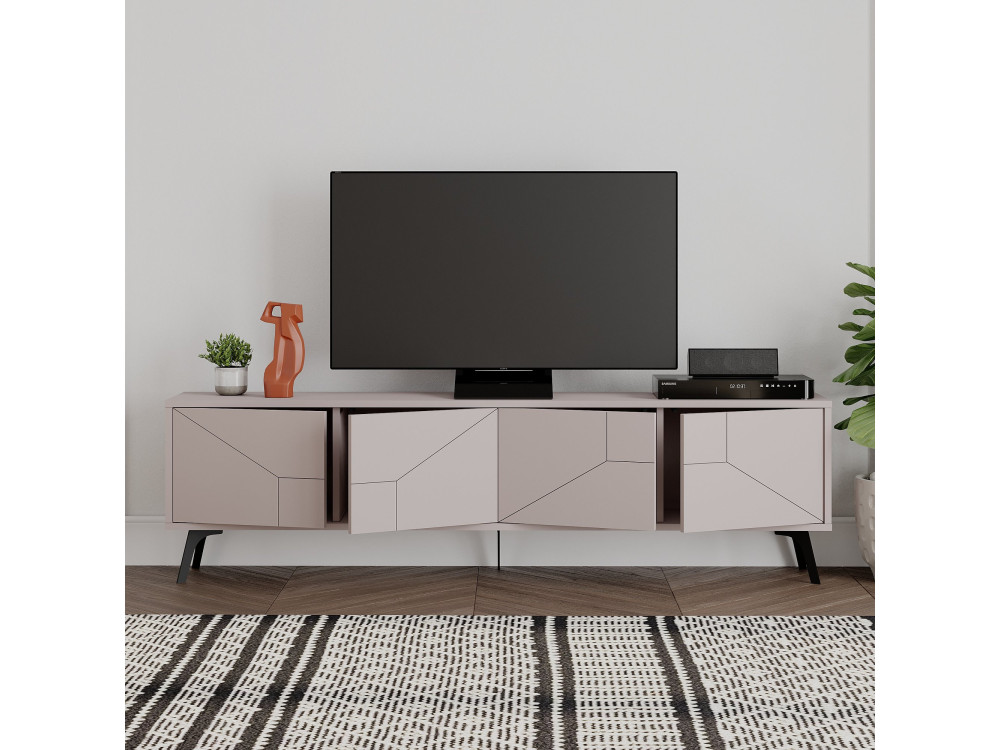 Soporte de TV de madera "Dune" - 180 x 29 x 50 cm - Marrón moca claro