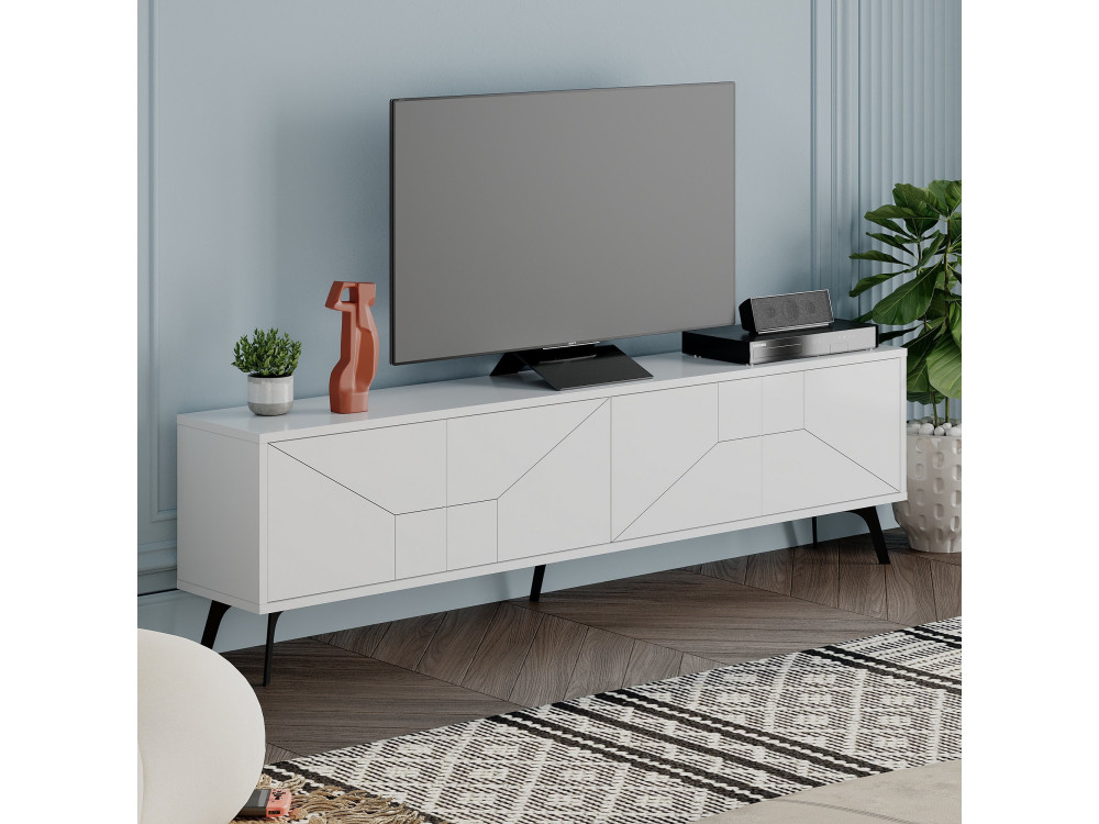 Soporte de TV de madera "Dune" - 180 x 29 x 50 cm - Blanco