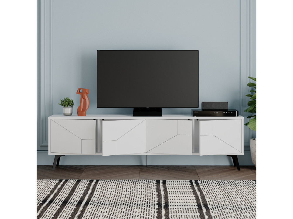 Soporte de TV de madera "Dune" - 180 x 29 x 50 cm - Blanco