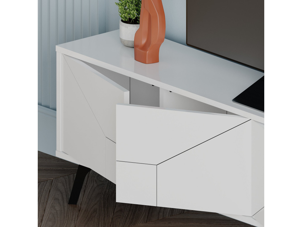 Soporte de TV de madera "Dune" - 180 x 29 x 50 cm - Blanco