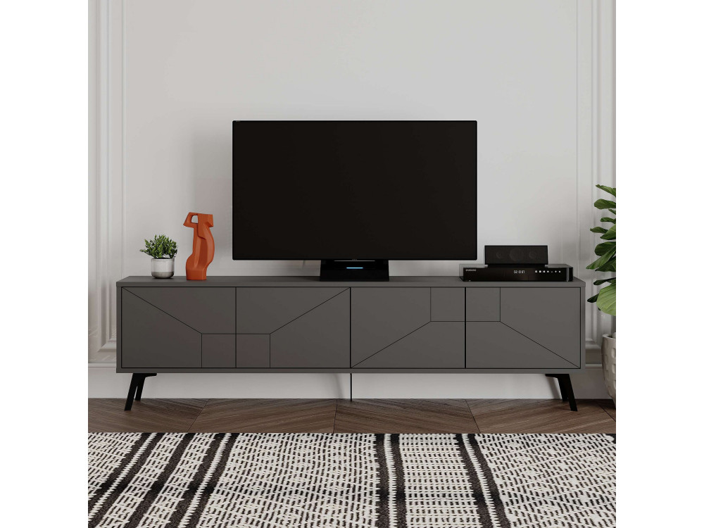 Soporte de TV de madera "Dune" - 180 x 29 x 50 cm - Gris antracita