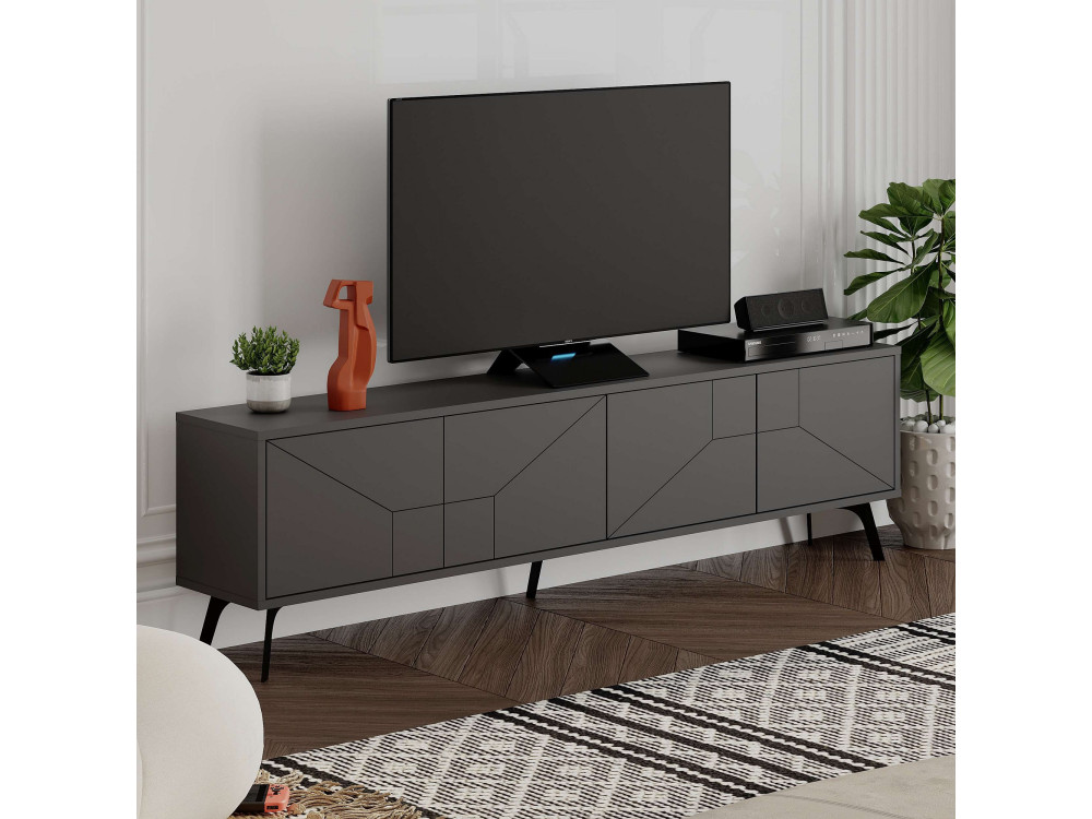 Soporte de TV de madera "Dune" - 180 x 29 x 50 cm - Gris antracita