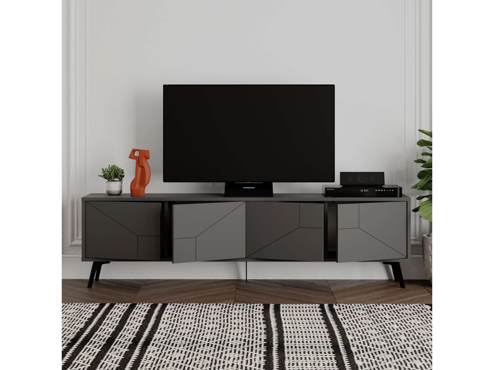 Soporte de TV de madera "Dune" - 180 x 29 x 50 cm - Gris antracita