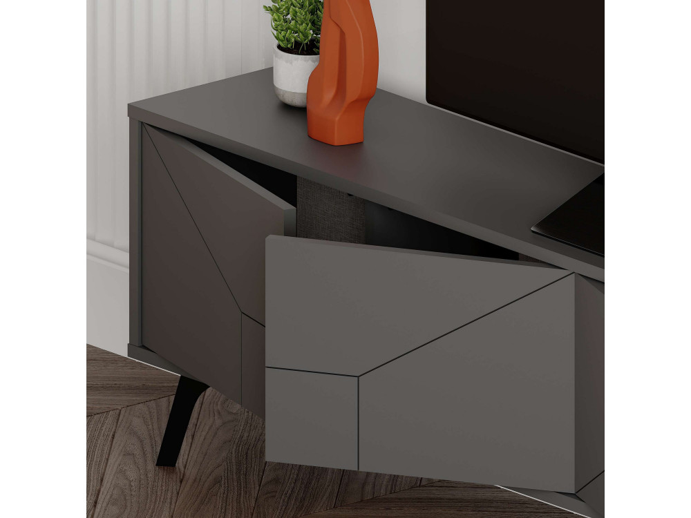 Soporte de TV de madera "Dune" - 180 x 29 x 50 cm - Gris antracita