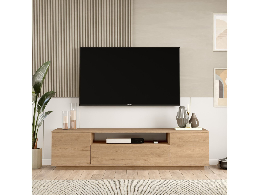 Soporte de TV de madera "Rowen" - 180 x 44 x 44 cm - Marrón