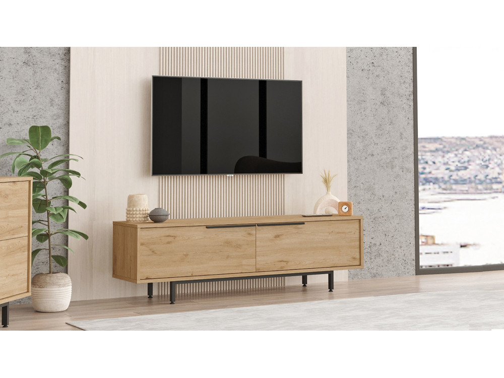 Soporte de TV de madera "Calvin" - 160 x 35 x 45 cm - Marrón