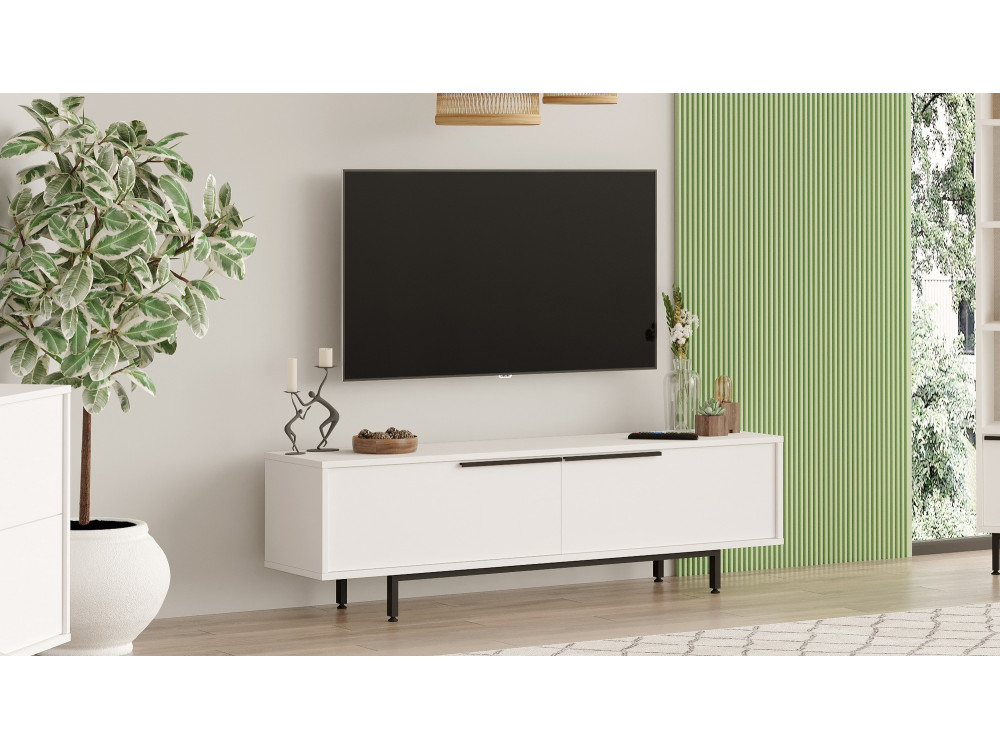 Soporte de TV de madera "Calvin" - 160 x 35 x 45 cm - Blanco