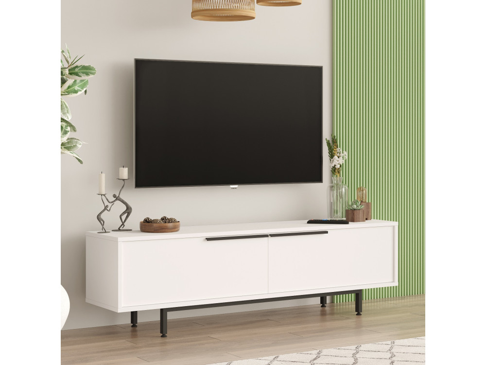 Soporte de TV de madera "Calvin" - 160 x 35 x 45 cm - Blanco