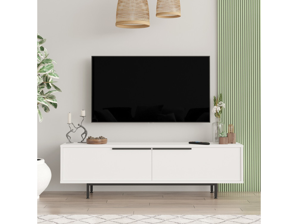 Soporte de TV de madera "Calvin" - 160 x 35 x 45 cm - Blanco