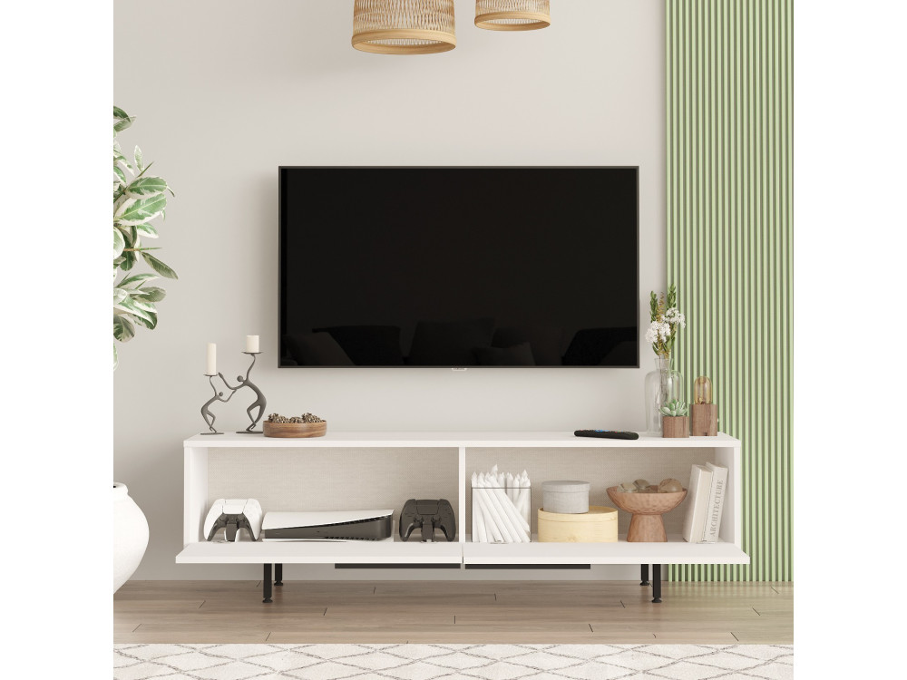 Soporte de TV de madera "Calvin" - 160 x 35 x 45 cm - Blanco