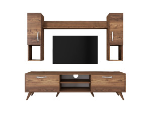 Soporte de TV de madera "Mezalun" - 180 x 35 x 48 cm - Marrón