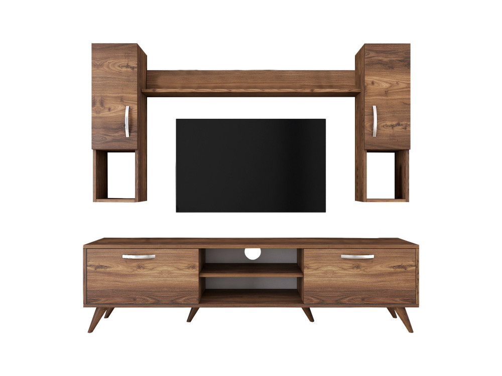 Soporte de TV de madera "Mezalun" - 180 x 35 x 48 cm - Marrón