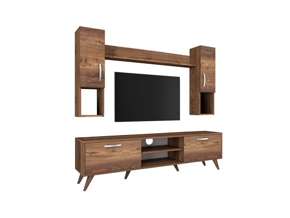 Soporte de TV de madera "Mezalun" - 180 x 35 x 48 cm - Marrón