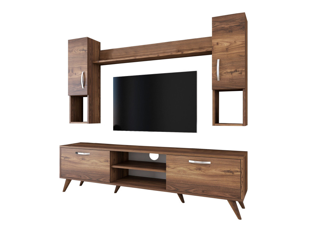 Soporte de TV de madera "Mezalun" - 180 x 35 x 48 cm - Marrón