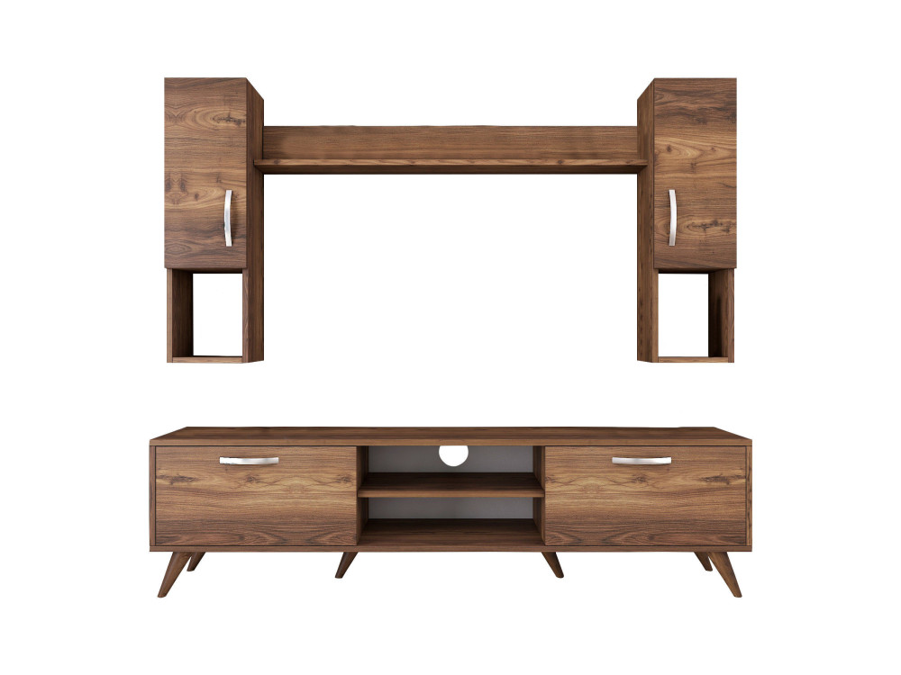Soporte de TV de madera "Mezalun" - 180 x 35 x 48 cm - Marrón