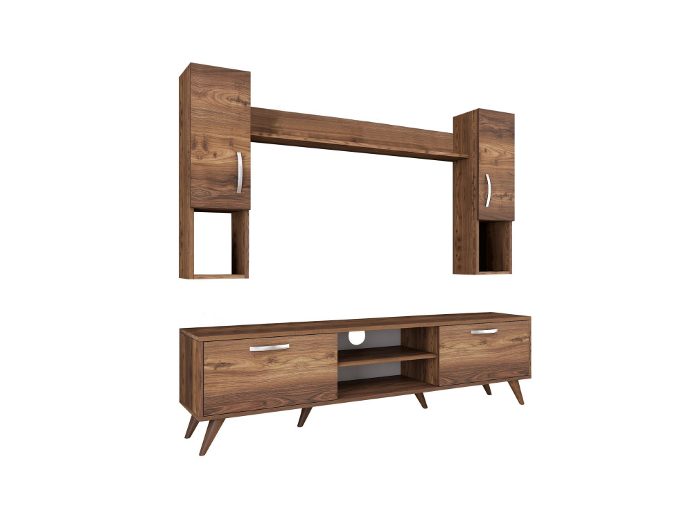 Soporte de TV de madera "Mezalun" - 180 x 35 x 48 cm - Marrón