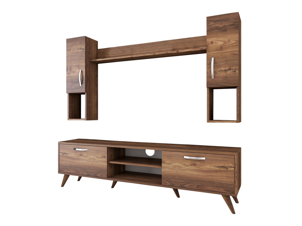 Soporte de TV de madera "Mezalun" - 180 x 35 x 48 cm - Marrón