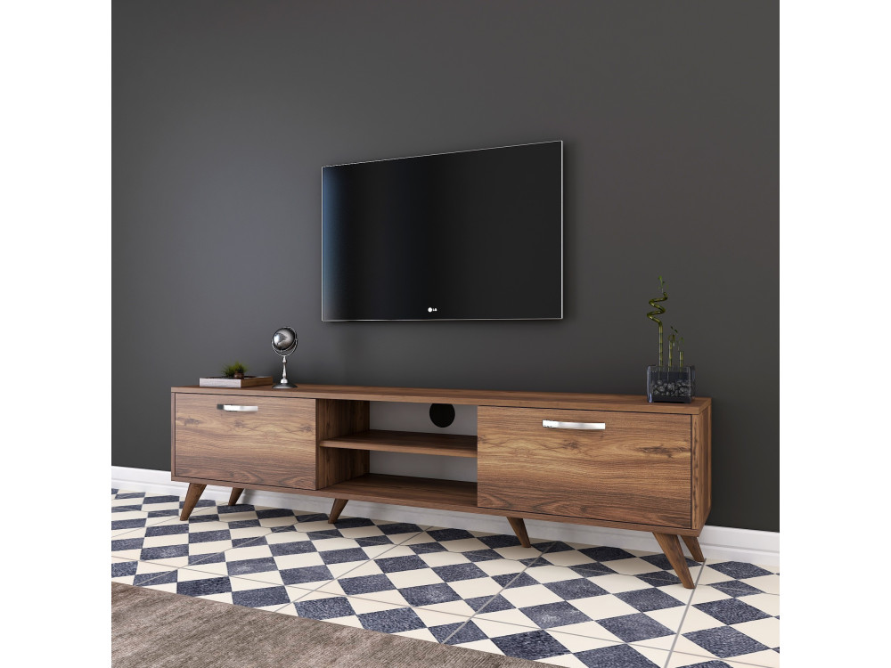 Soporte de TV de madera "Atik" - 180 x 35 x 48 cm - Marrón