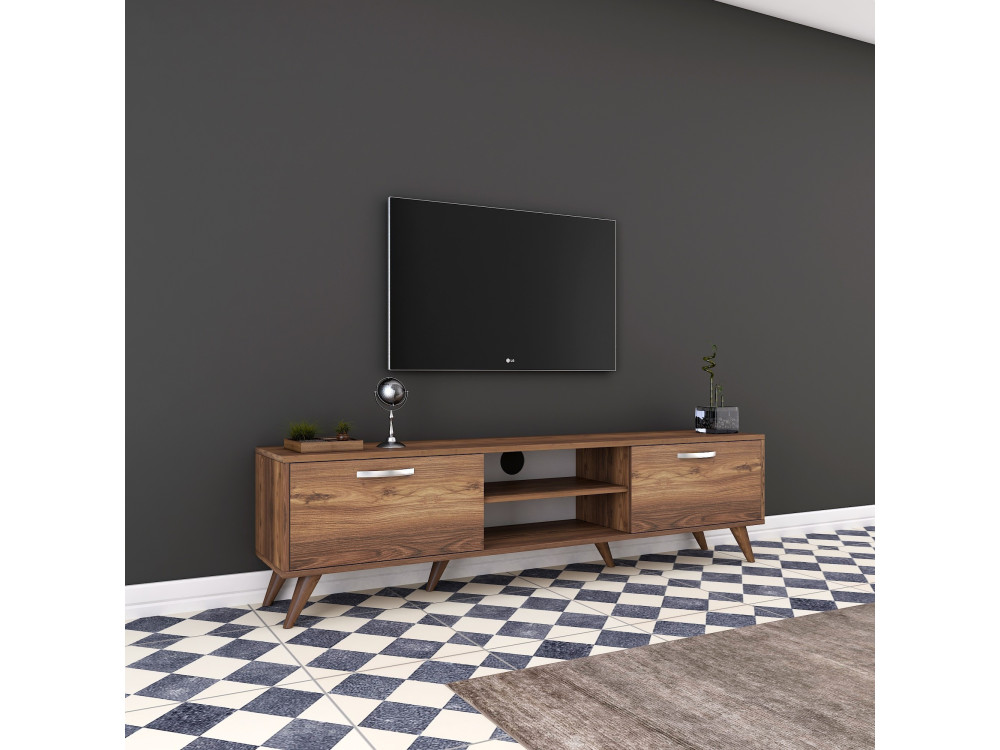 Soporte de TV de madera "Atik" - 180 x 35 x 48 cm - Marrón