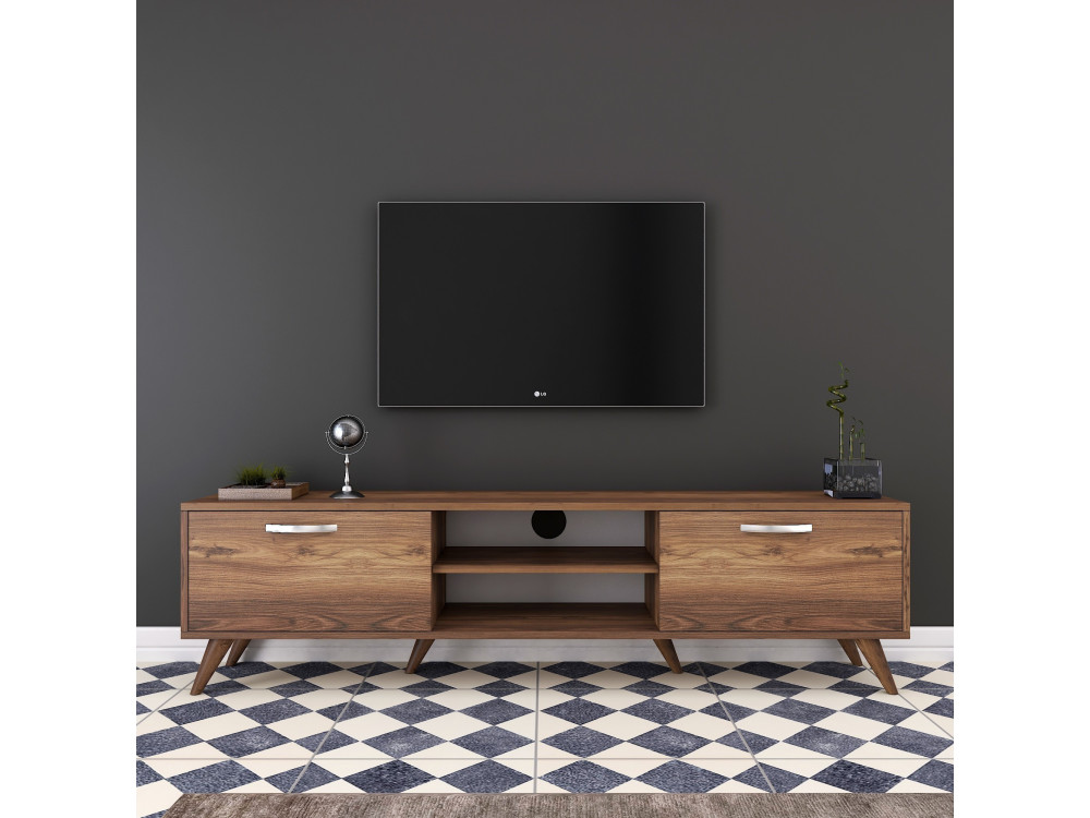 Soporte de TV de madera "Atik" - 180 x 35 x 48 cm - Marrón