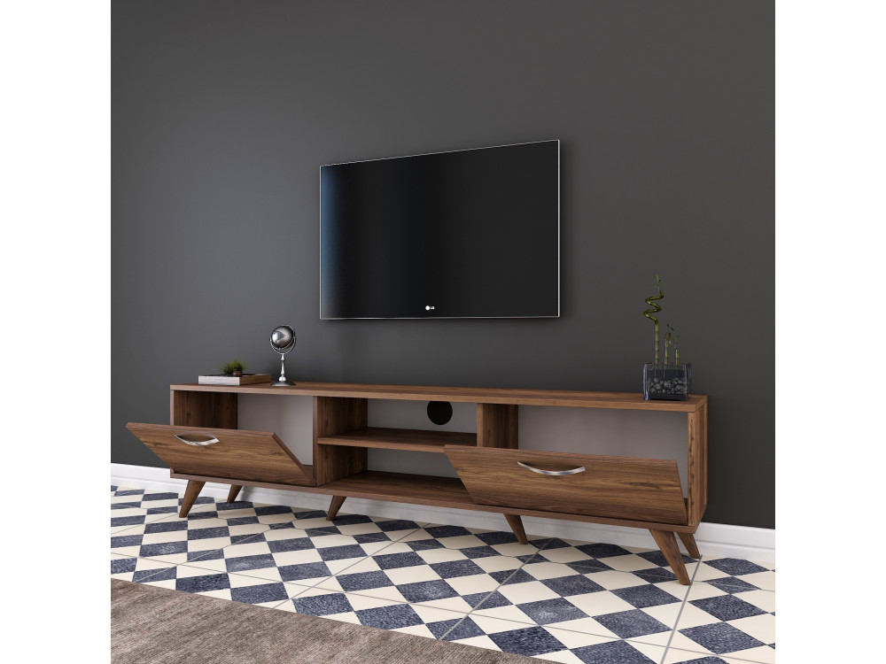 Soporte de TV de madera "Atik" - 180 x 35 x 48 cm - Marrón