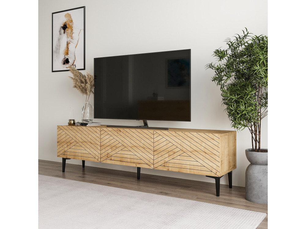 Mueble TV de madera "Felix" 160 x 31,4 x 44,1 cm - Roble zafiro