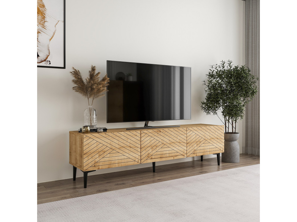 Mueble TV de madera "Felix" 160 x 31,4 x 44,1 cm - Roble zafiro