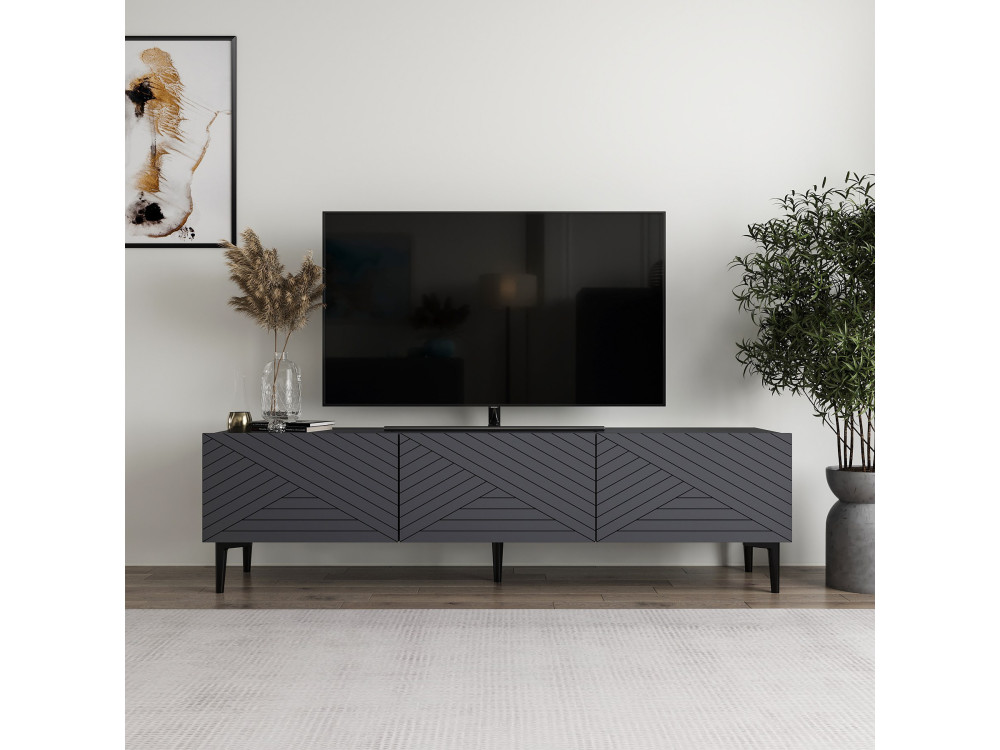 Mueble TV de madera "Felix" 160 x 31,4 x 44,1 cm - Antracita
