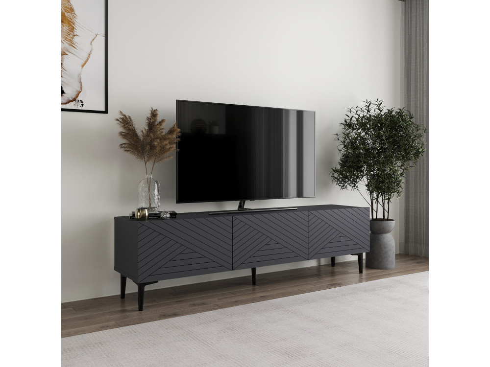 Mueble TV de madera "Felix" 160 x 31,4 x 44,1 cm - Antracita