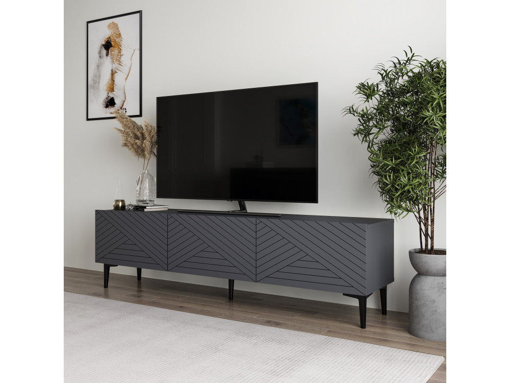 Mueble TV de madera "Felix" 160 x 31,4 x 44,1 cm - Antracita