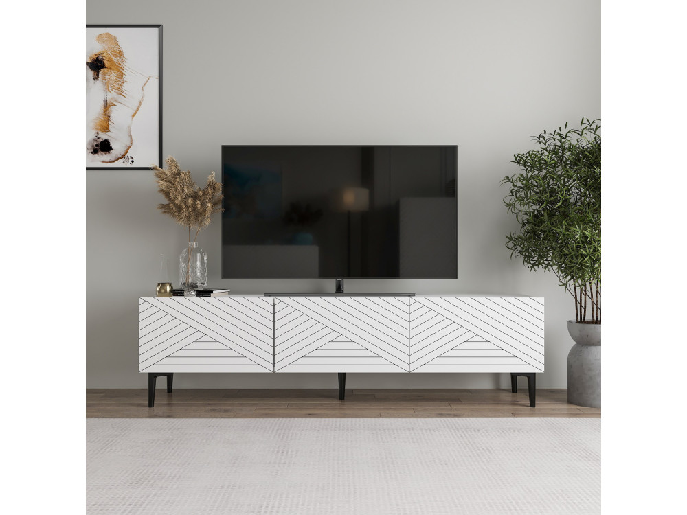 Soporte de TV de madera "Felix" - 160 x 31 x 44 cm - Blanco