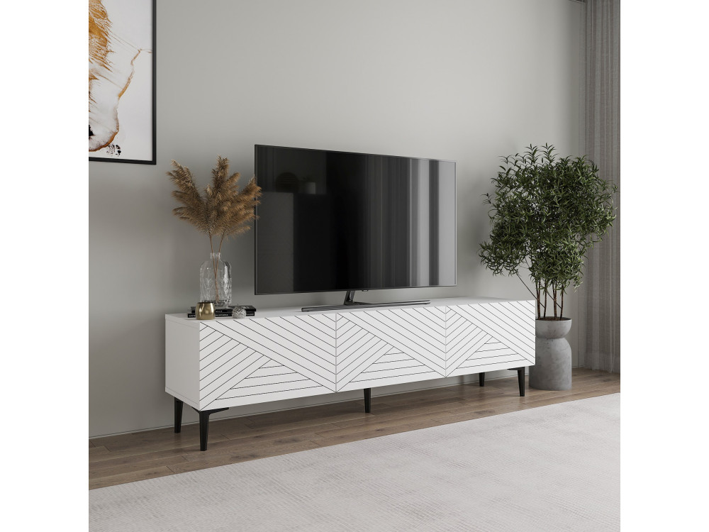 Soporte de TV de madera "Felix" - 160 x 31 x 44 cm - Blanco