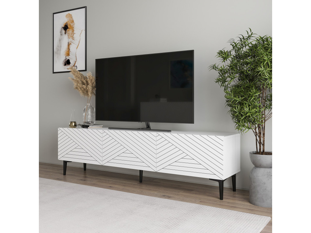 Soporte de TV de madera "Felix" - 160 x 31 x 44 cm - Blanco