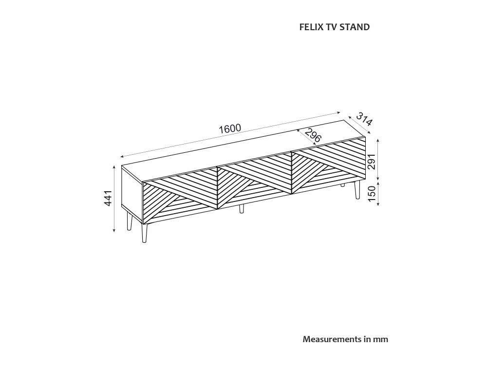 Soporte de TV de madera "Felix" - 160 x 31 x 44 cm - Blanco